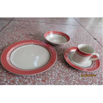 Destacados de color de cerámica Drawn mesa Dinnerset